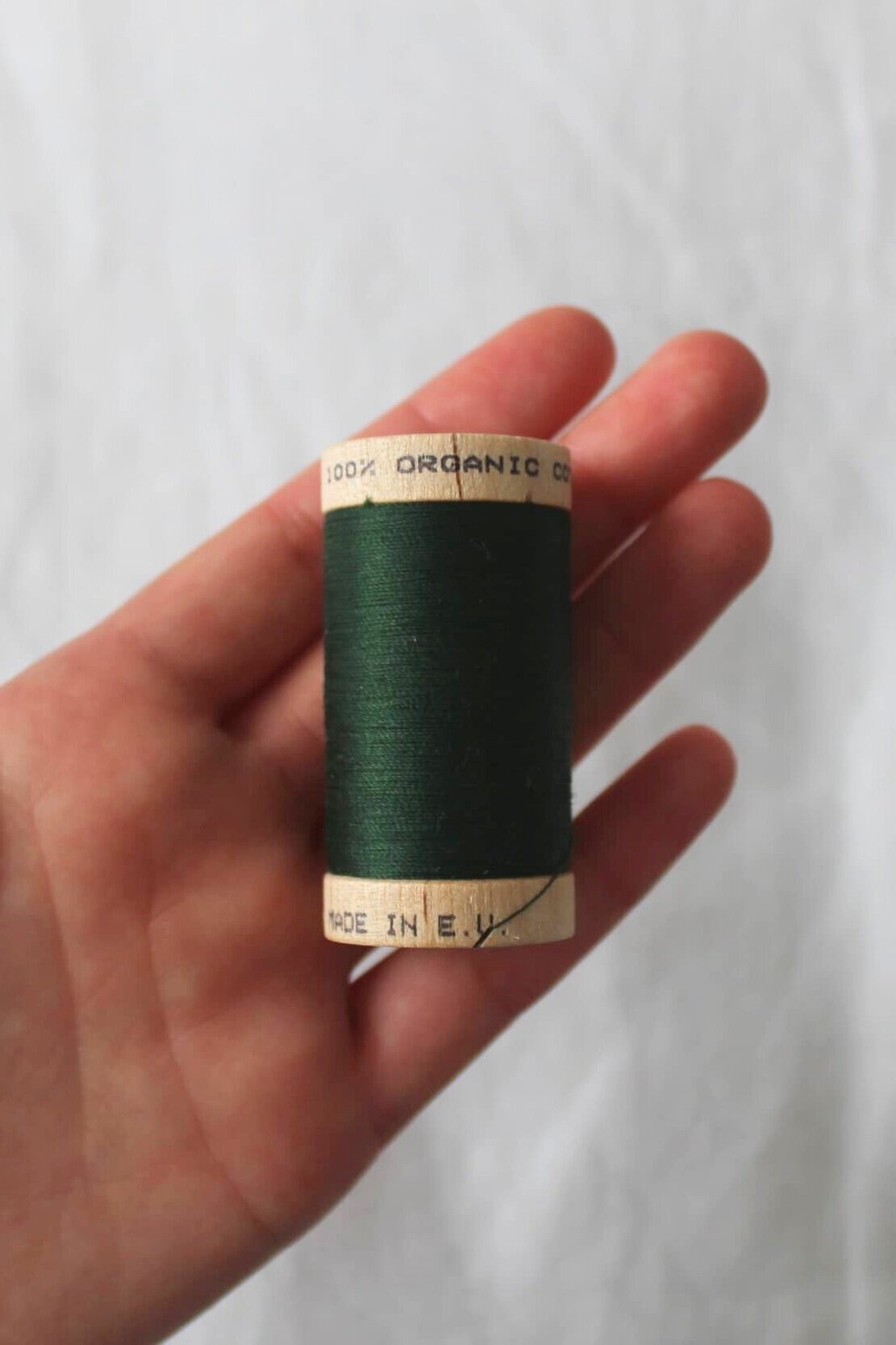 scanfil 100% organic cotton thread wooden reel 100m evergreen #4822