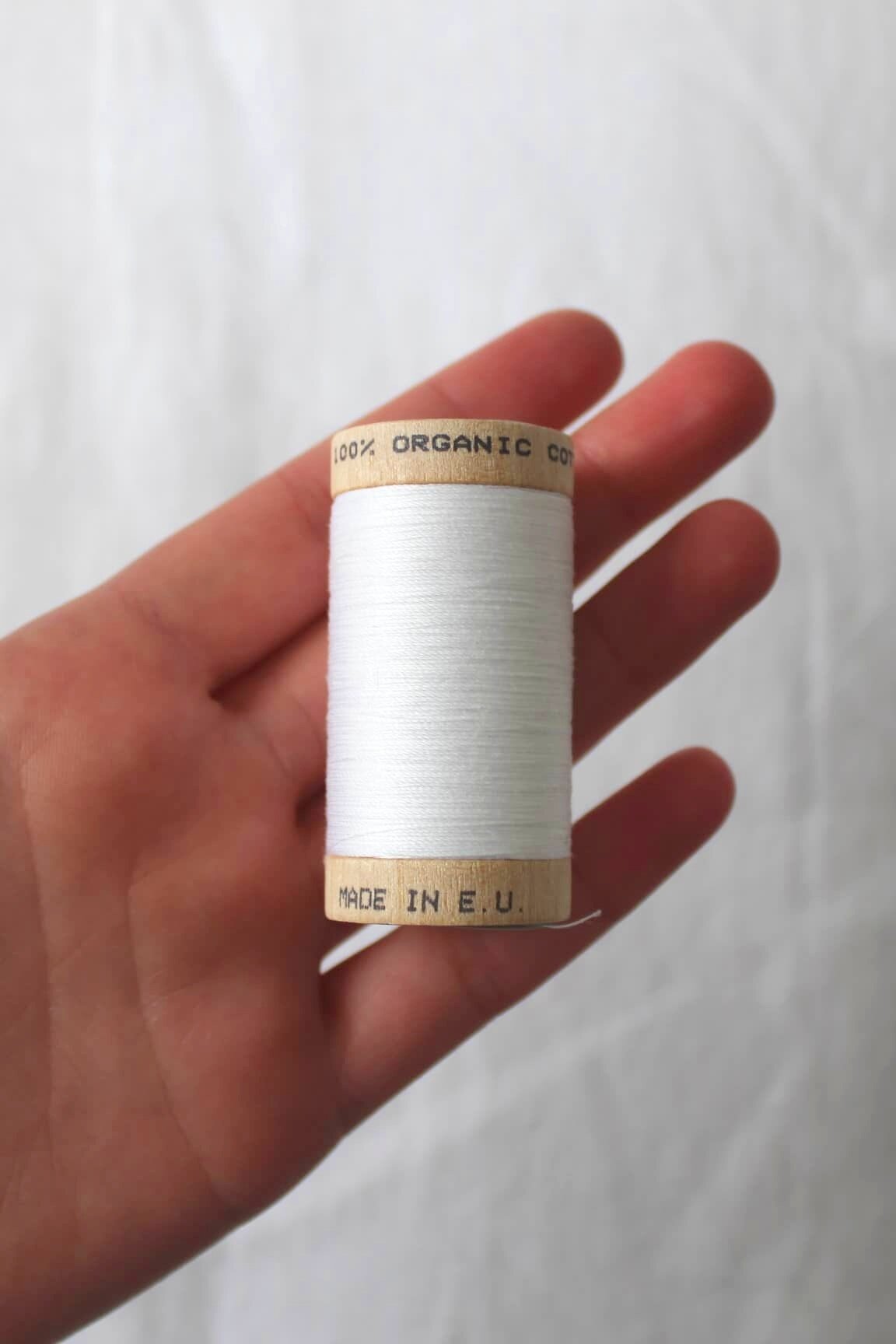 scanfil 100% organic cotton thread wooden reel 100m white #4800